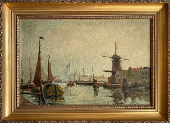 Mill in the port by Willem Horselenberg