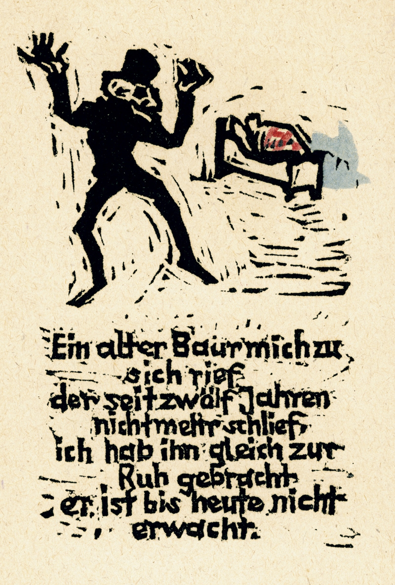 Artwork by Hermann Holthoff, Adolf Rademacher, Doctor Eisenbart, Made of colored orig. Linocuts