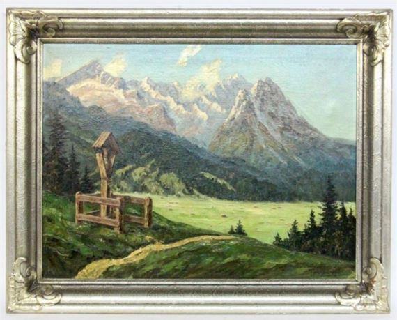 Wegkreuz vor dem Wetterstein bei Garmisch (original title) by Franz Hienl-Merre