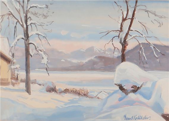 Snowy winter landscape by Ernst Vollbehr