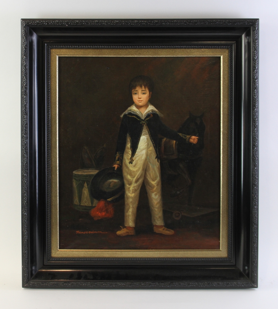 James Colman | Boy with rocking horse and drum | MutualArt