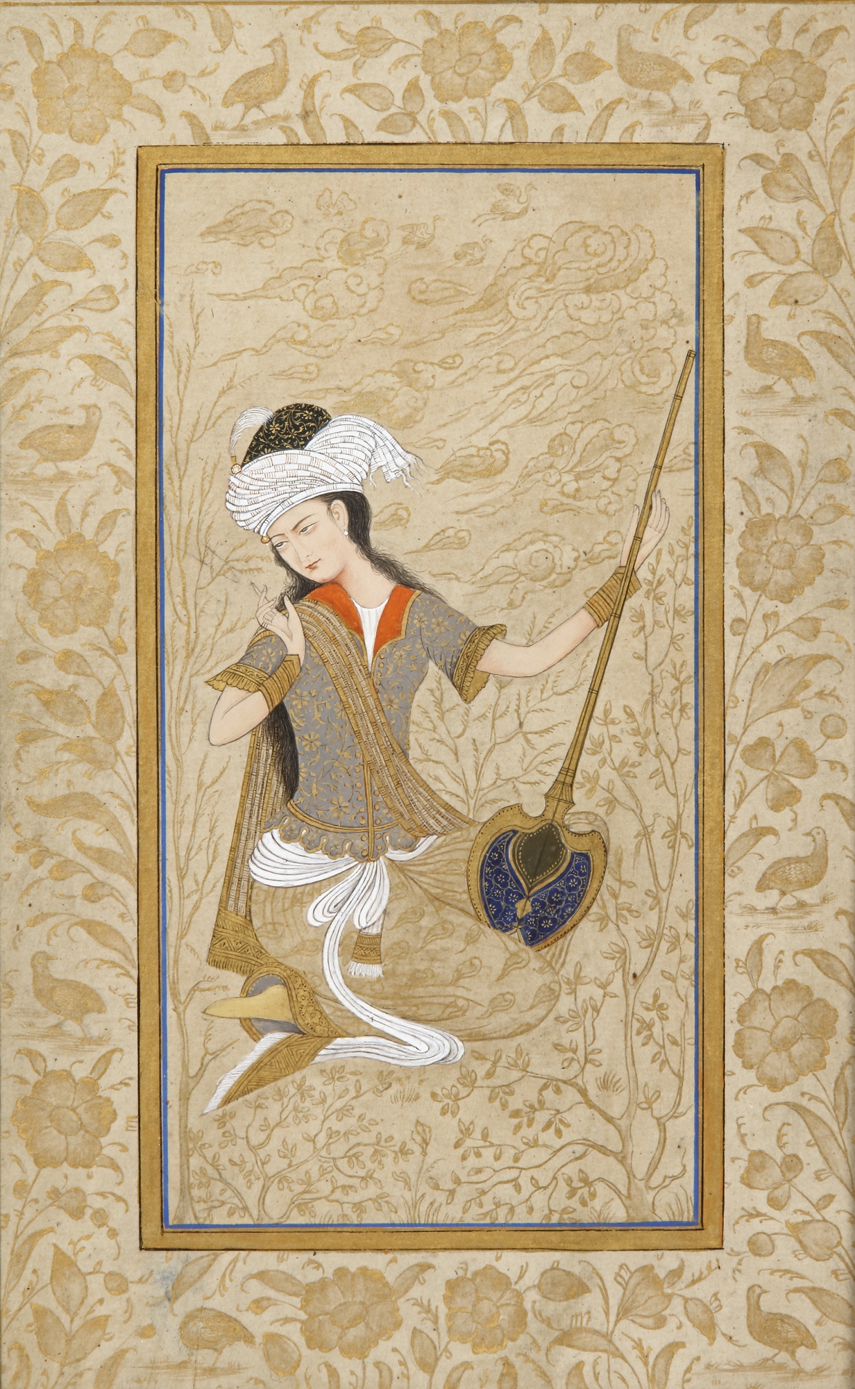 Persian School, 20th Century | Youth playing a stringed instrument ...