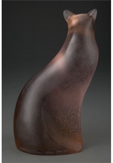 Xavier Carnoy Pate De Verre Chat Assis Gris Rose Mutualart