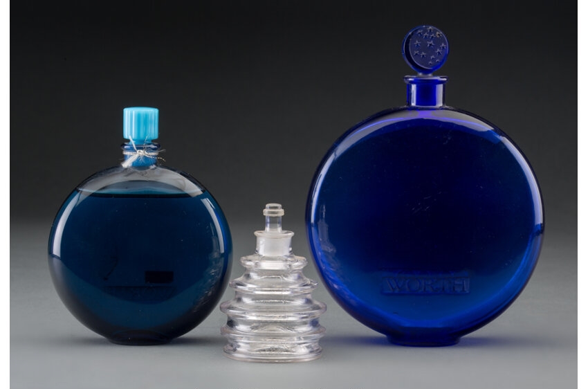 Two R. Lalique for Worth and One Lalique for Worth Glass Perfume Bottles by René Lalique, circa 1940