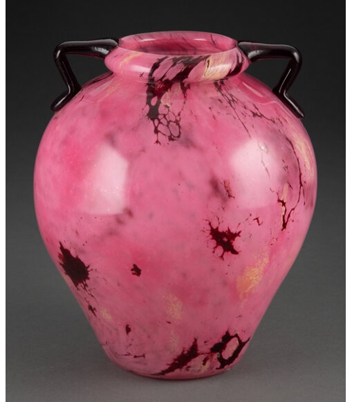 Verrerie Schneider TwoHandled Mabrines Vase MutualArt