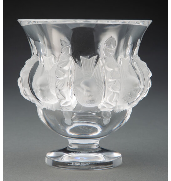 Lalique Clear and Frosted Glass Dampierre Vase