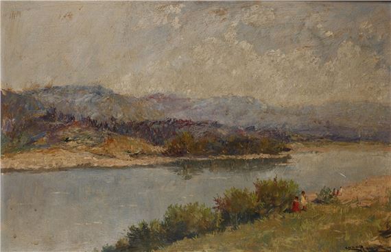 At the River by Ödön Guzsik