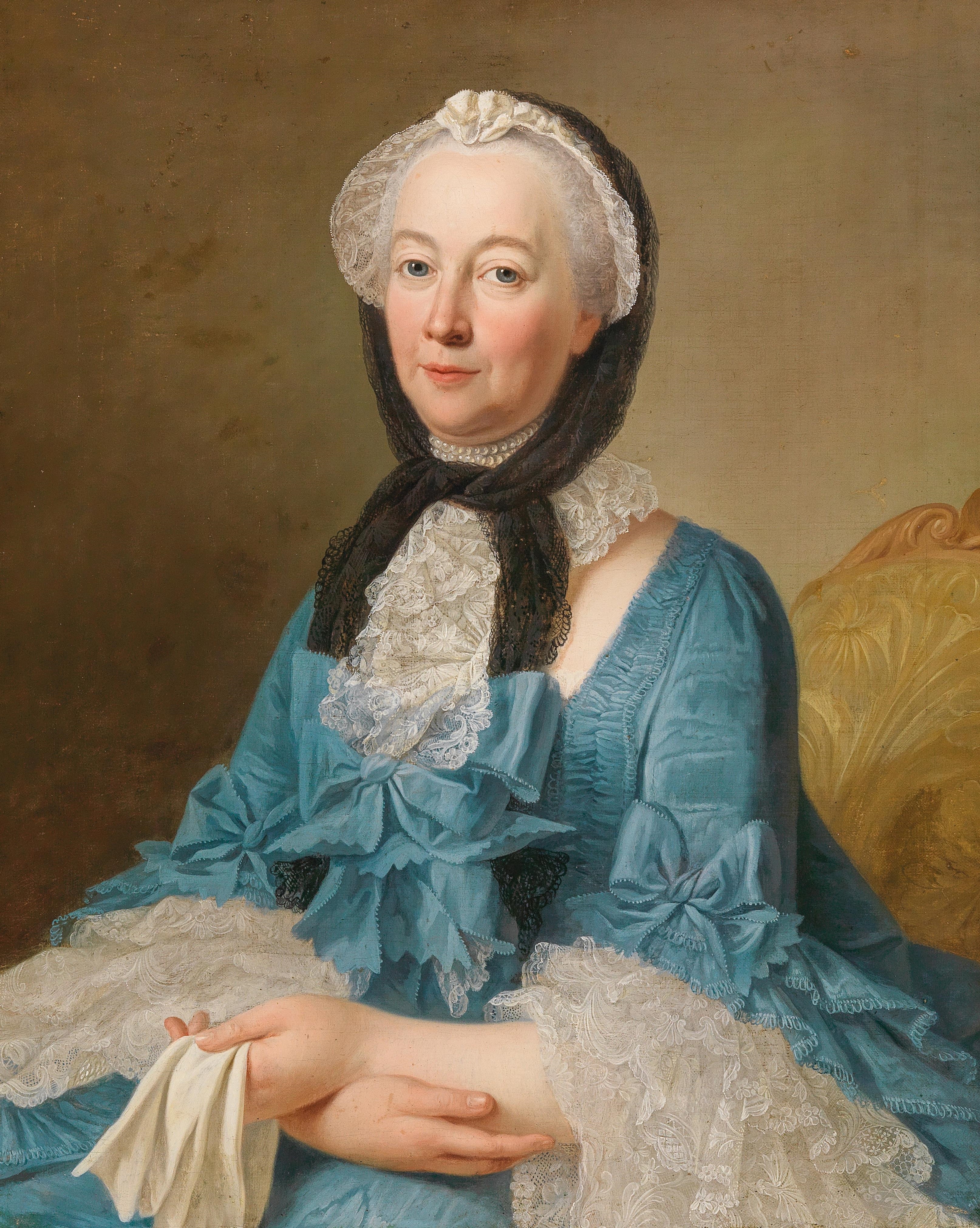 French School, 18th Century | Portrait of a lady wearing a blue dress ...