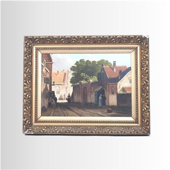 Townscape with figures - N Beekhout