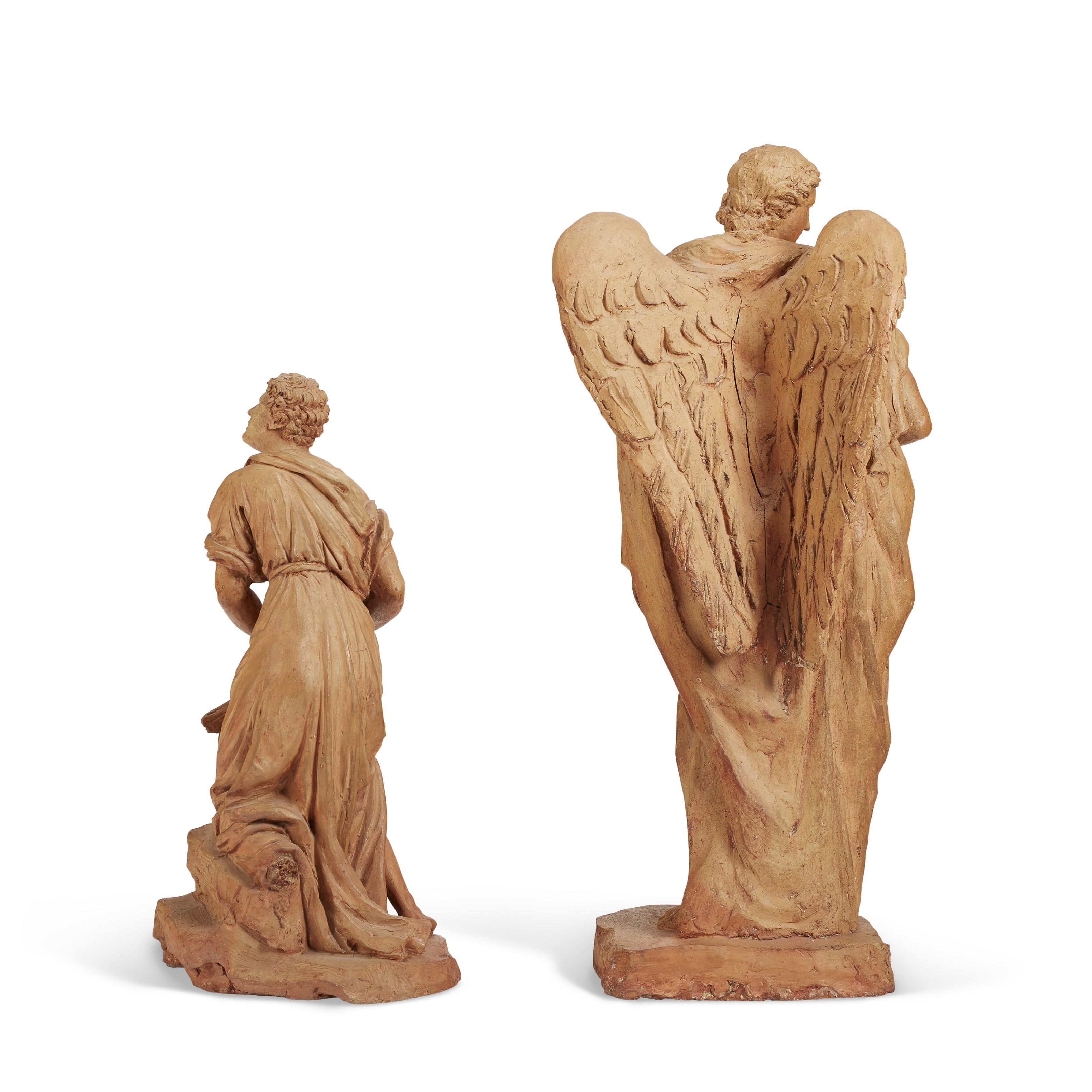 Artwork by Italian School, 18th Century, TWO TERRACOTTA FIGURES OF TOBIAS AND THE ANGEL, Made of TERRACOTTA