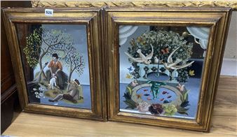 Pan, shepherdess and lamb, and Fountain with doves - Kay D'Arcy