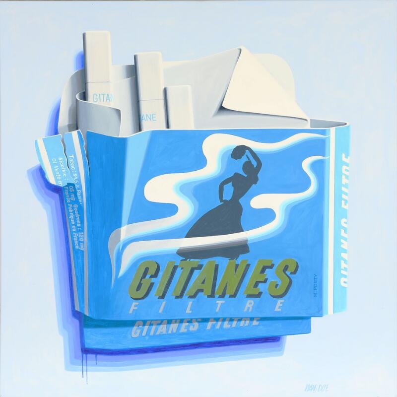 Artwork by Hans Due, Nostalgic Gitanes Cigarettes Pack, Made of Acrylic on canvas