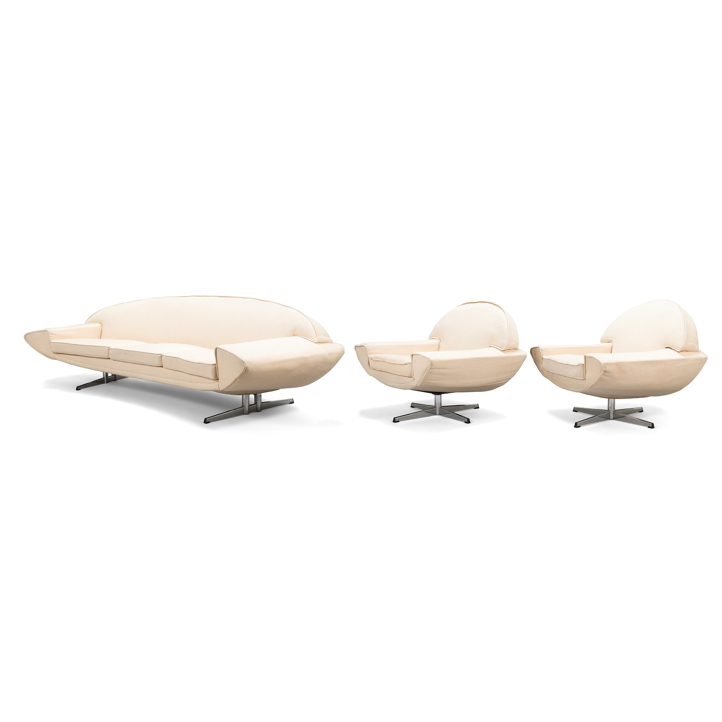 Artwork by Johannes Andersen, Three-piece 1960's/70's 'Capri' sofa suite for Trensum Möbelfabrik, Made of metal