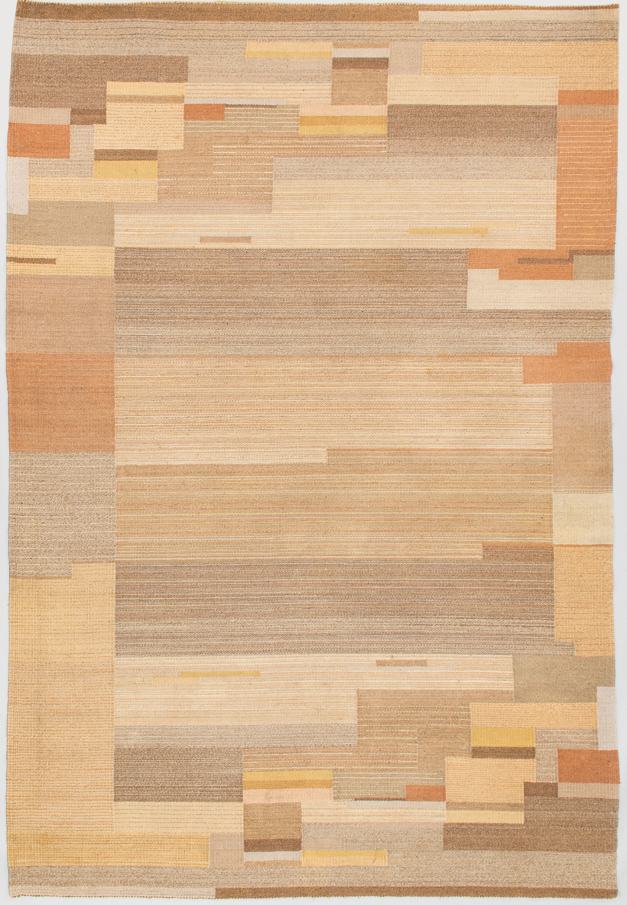 Artwork by Greta Skogster-Lehtinen, flat weave carpet for Aaltosen Mattokutomo Kiikka Finland, Made of Birch bark