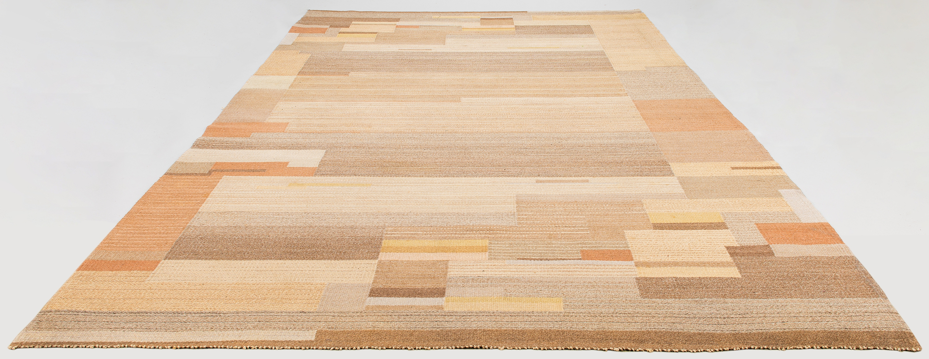 Artwork by Greta Skogster-Lehtinen, flat weave carpet for Aaltosen Mattokutomo Kiikka Finland, Made of Birch bark
