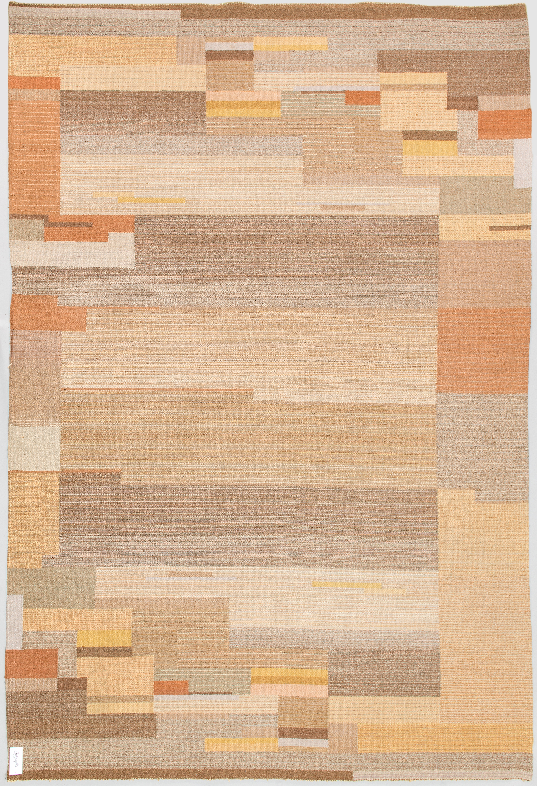 Artwork by Greta Skogster-Lehtinen, flat weave carpet for Aaltosen Mattokutomo Kiikka Finland, Made of Birch bark