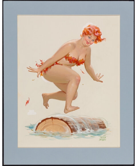 Artwork by Duane Bryers, Hilda (Log Rolling), Made of Watercolor and gouache on board