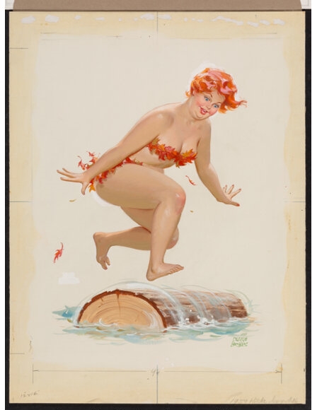 Artwork by Duane Bryers, Hilda (Log Rolling), Made of Watercolor and gouache on board