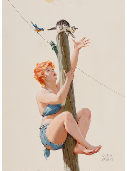 Hilda Kitten Rescue, calendar Illustration by Duane Bryers, 1965