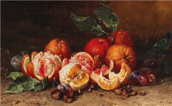 Still Life with Oranges, Plums and Chestnuts by Pal Böhm