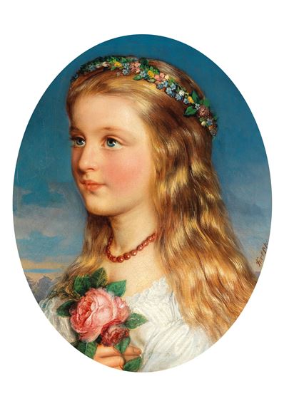 Portrait of a Girl with Flowers and Roses by Friedrich Krepp