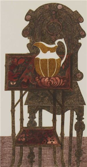 A Still life of a jug and a chair by Anthony Gilbert