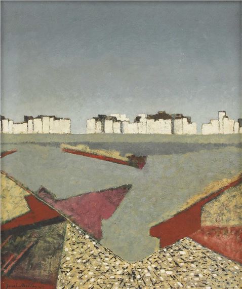 Harbour landscape by Josselin Reginald Cortenay Bodley, 1957
