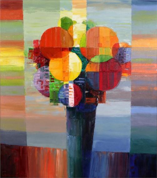 Abstract bloemstilleven by Rob de Haan