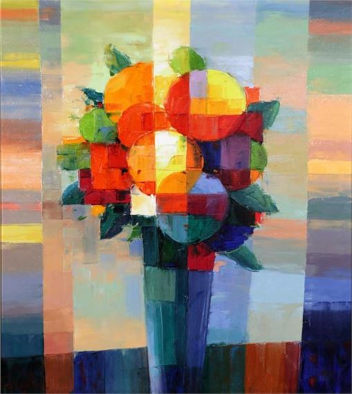 Abstract bloemstilleven by Rob de Haan