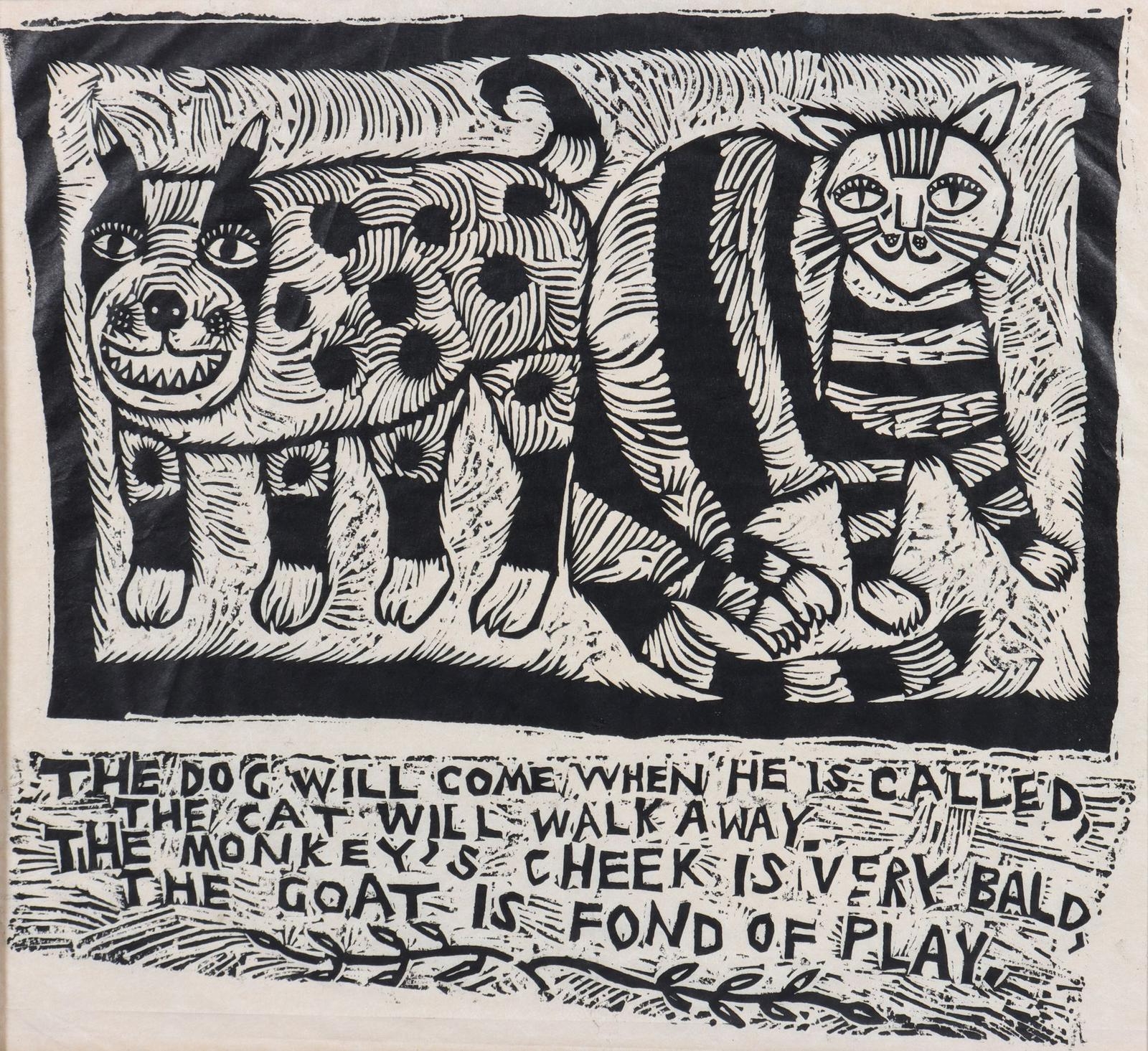 Artwork by Barbara Hanrahan, The Dog Will Come When He is Called, Made of Linocut (Early)