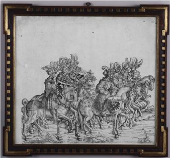 Raffigurante concerto di cavalieri con insegne araldiche - Leonhard Beck