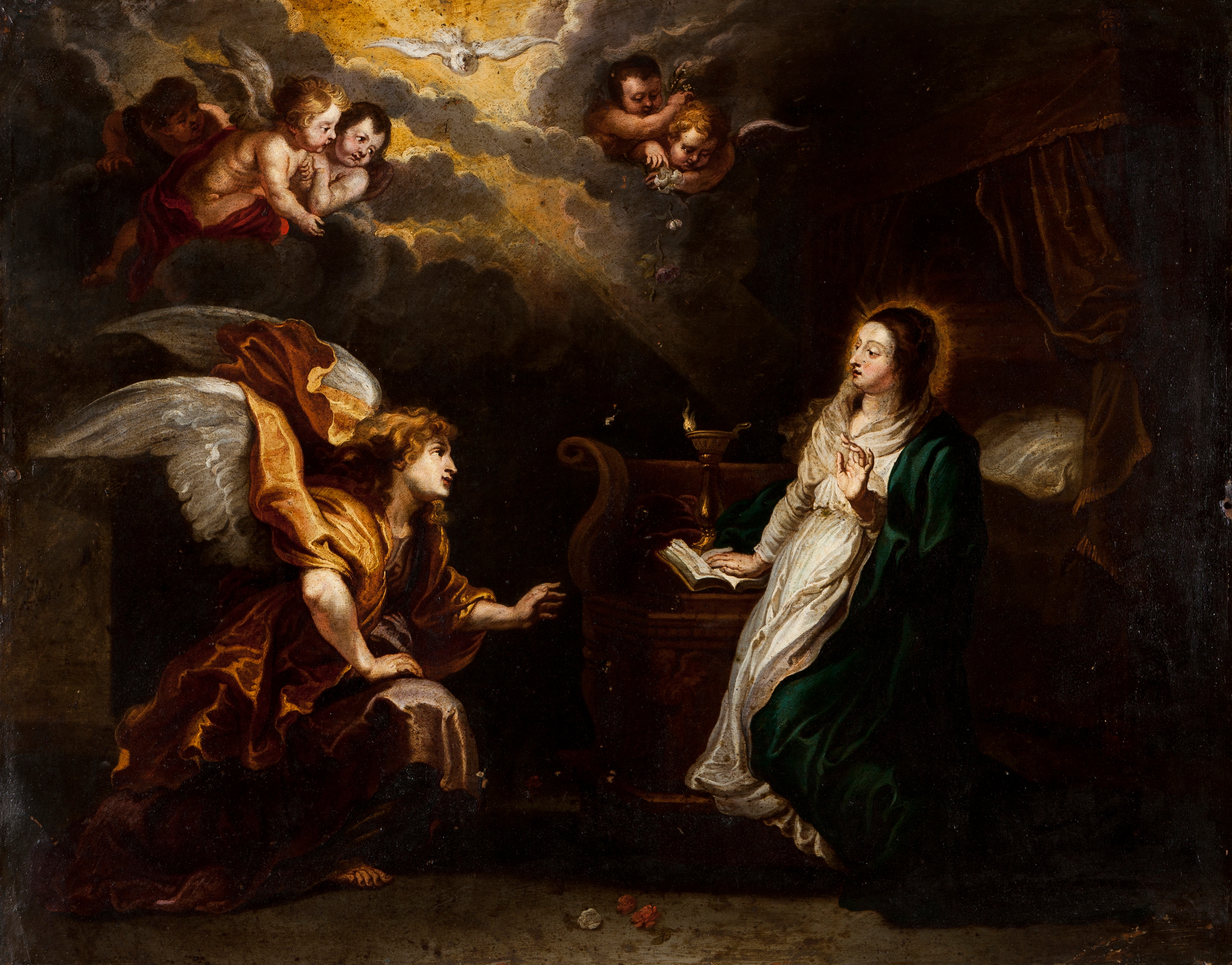 Artwork by Peter Paul Rubens, The Annunciation, Made of Oil on copper