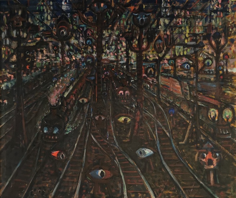 Artwork by Michal Gawlak, Dworzec kolejowy, Made of oil, canvas