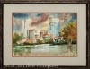 Artwork by Eve Gonsoulin Segura, St. John Refinery at St. Martinville, LA, Made of watercolor on paper
