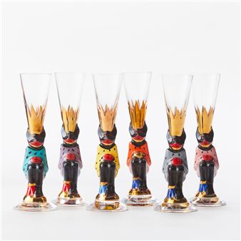 Snapsglas, sex stycken. "Djävulsglas" - Gunnar Cyrén