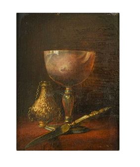 A Still life of a chalice, with a knife on a table - Felix Clouet