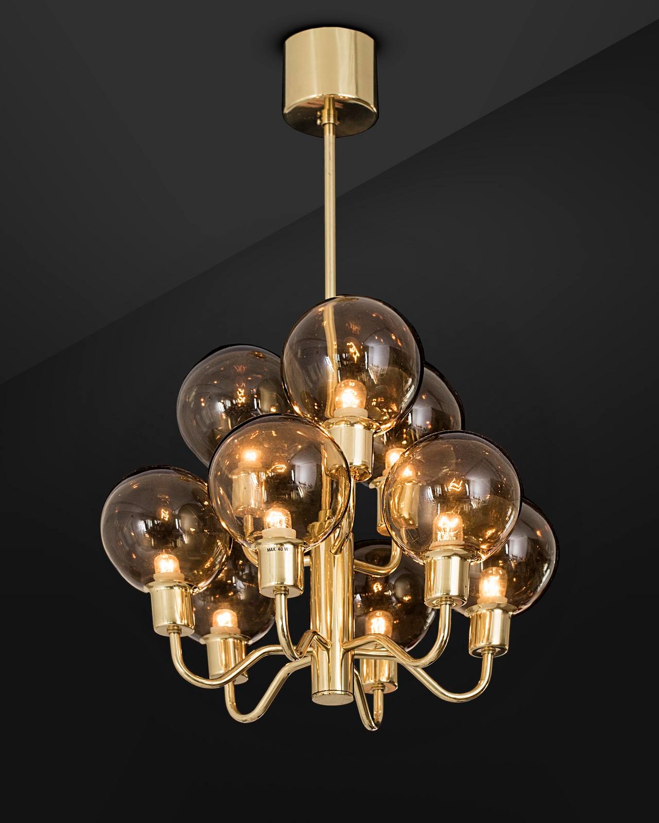 A ”T716” ceiling lamp with brown shades