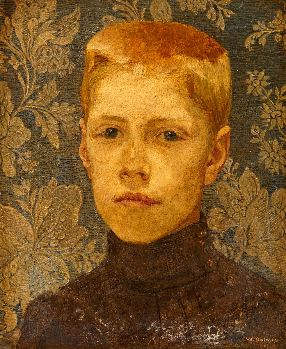 Artwork by Paul Friedrich Wilhelm Balmer, Rico, vor geblümter Tapete, Made of Tempera on cardboard