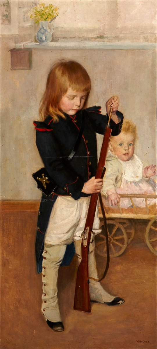 Artwork by Paul Friedrich Wilhelm Balmer, Rico als Soldat mit Luc, Made of oil on canvas