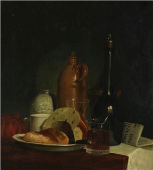 Stillife with cheese and newspaper - Haanebeek, C.j.h