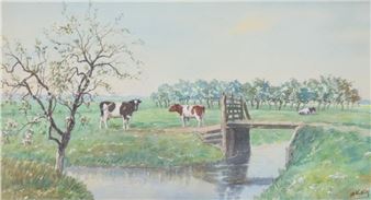 Cows in landscape - A. Verbeek