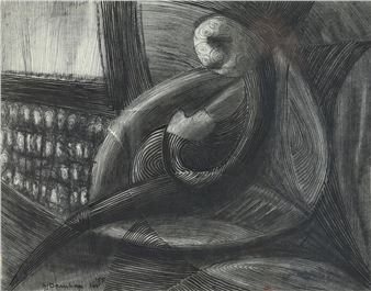 Compositie met figuur - A.j. Dam