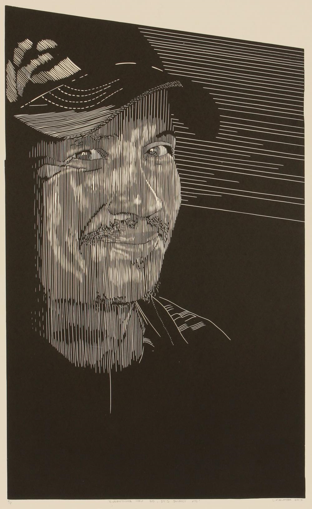 Artwork by Leroye Malaton, EVERYTHING YOU DO, Made of linocut