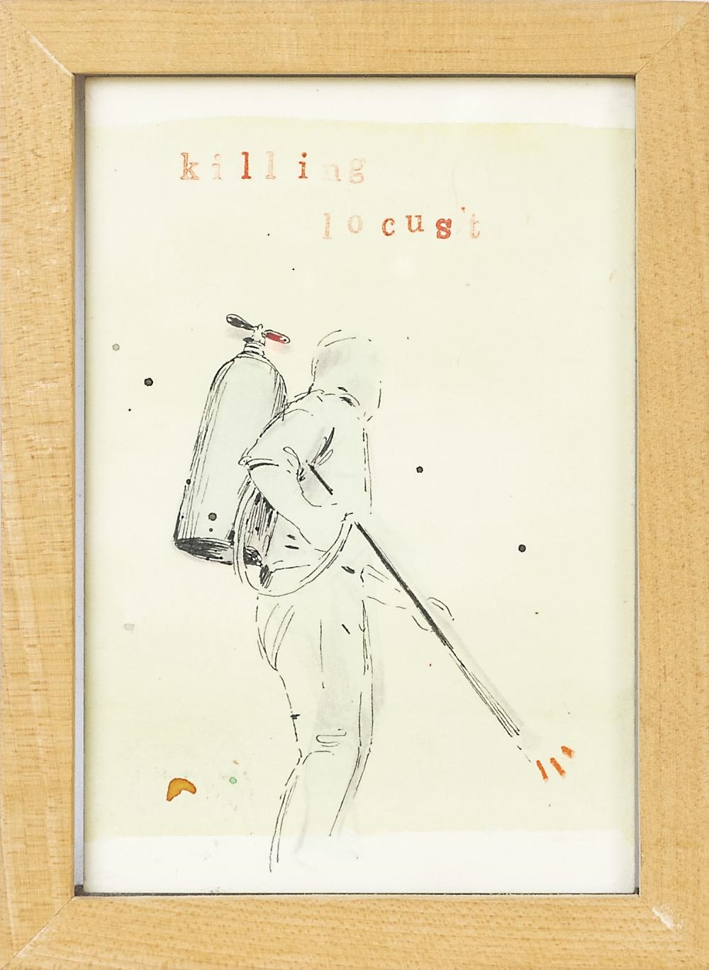 Artwork by Andrew Sutherland, Car; Locusts, Made of mixed media on paper