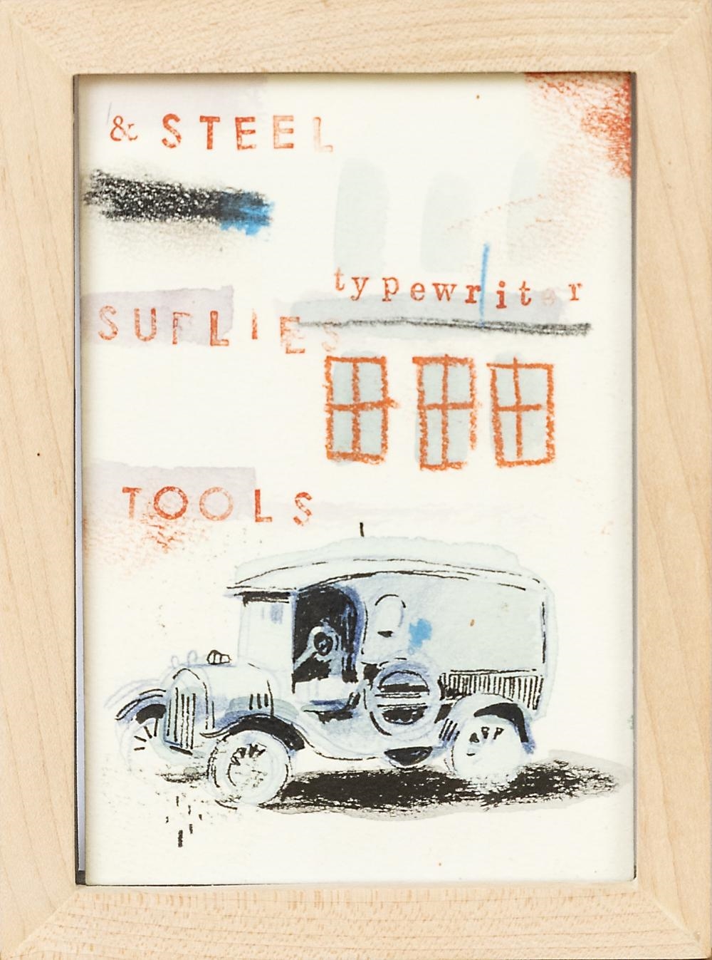 Artwork by Andrew Sutherland, Car; Locusts, Made of mixed media on paper