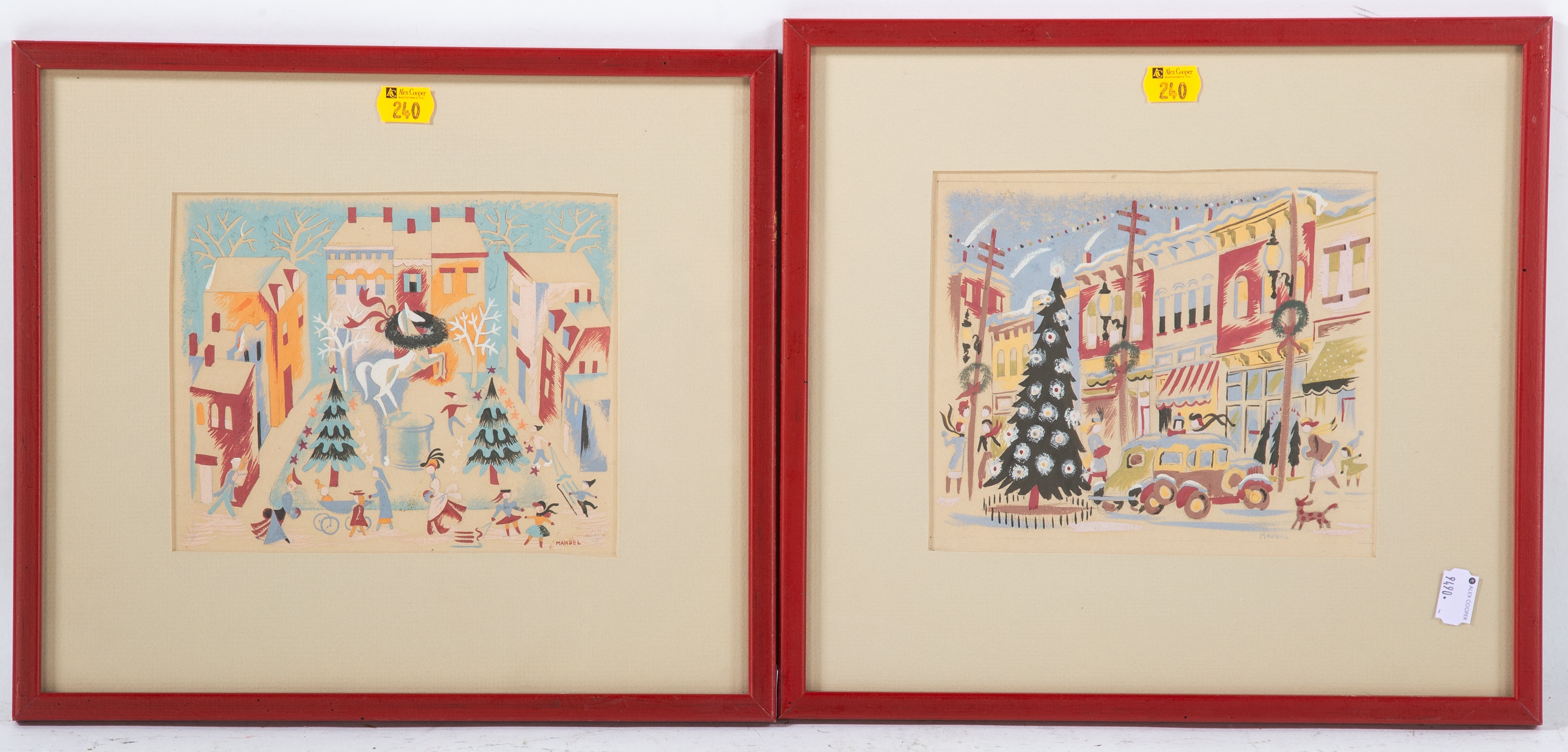 Artwork by Howard Mandel, Two Winter Wonderland Scenes, Made of gouache Gouache on paper