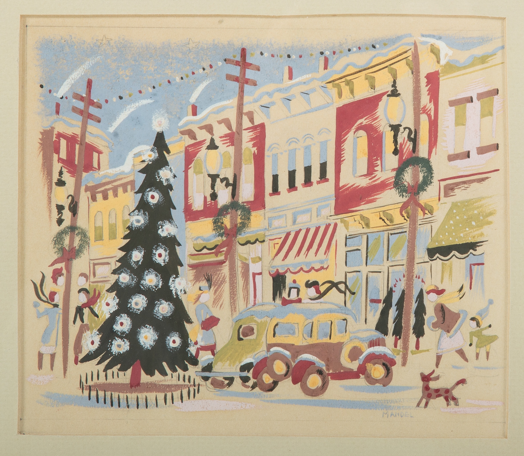 Artwork by Howard Mandel, Two Winter Wonderland Scenes, Made of gouache Gouache on paper