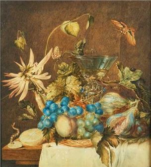 Still life with fruit, flowers and butterflies - Emma Tomkins