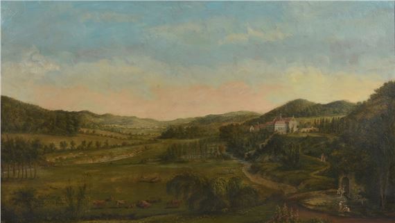 View from the Ziegelberg onto Derneburg Schloss by Ernst Friedrich Herbert zu Munster, dated 1818