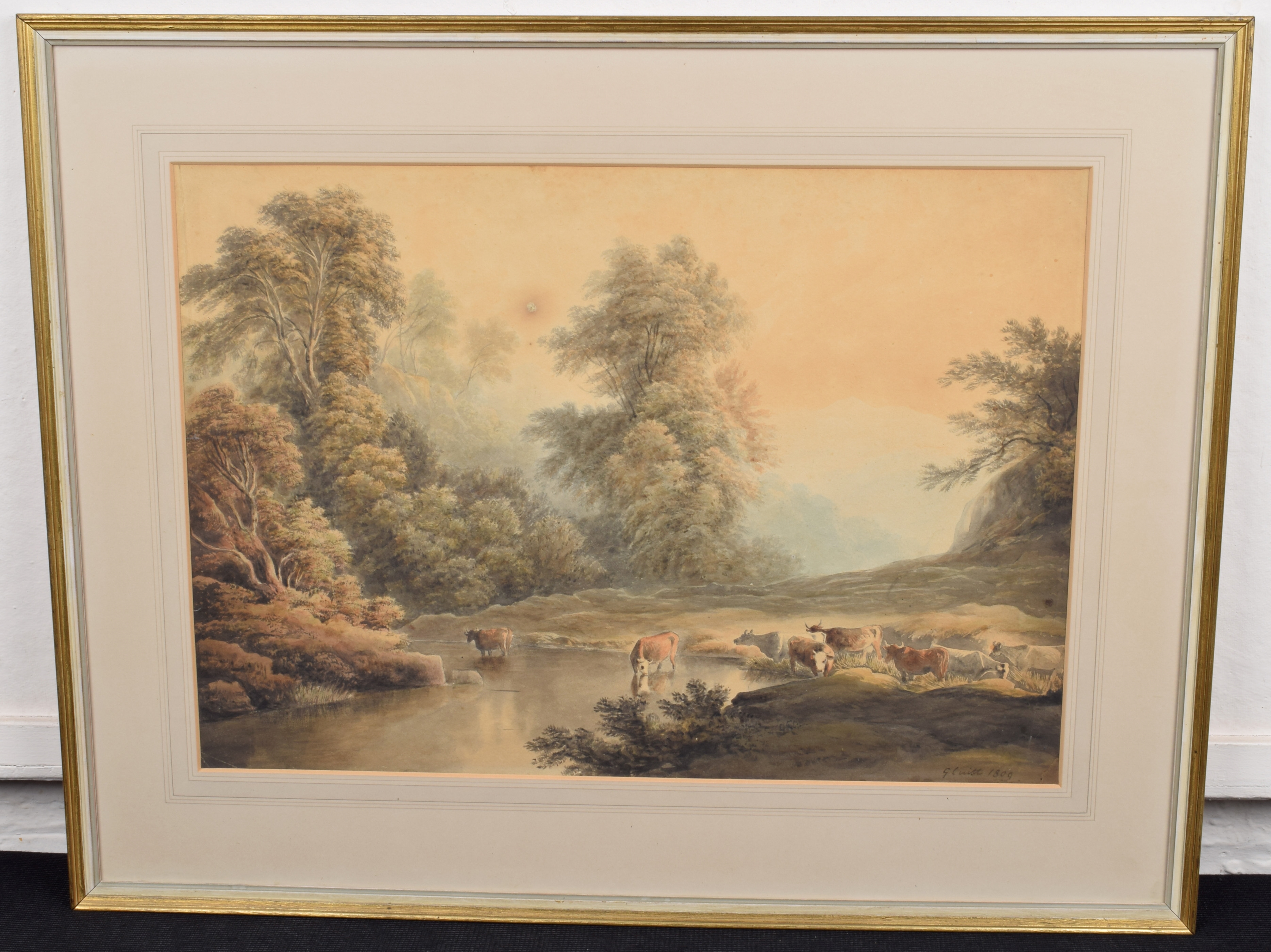 George Cuitt | River scene with cattle (1809) | MutualArt